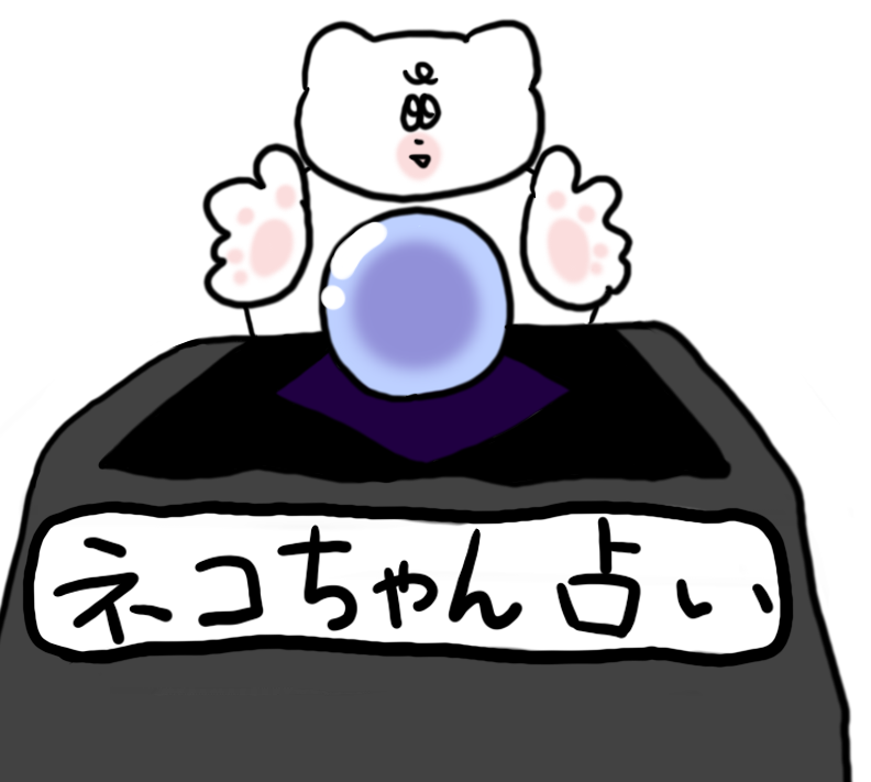 水晶玉をのぞく占い師ネコちゃん